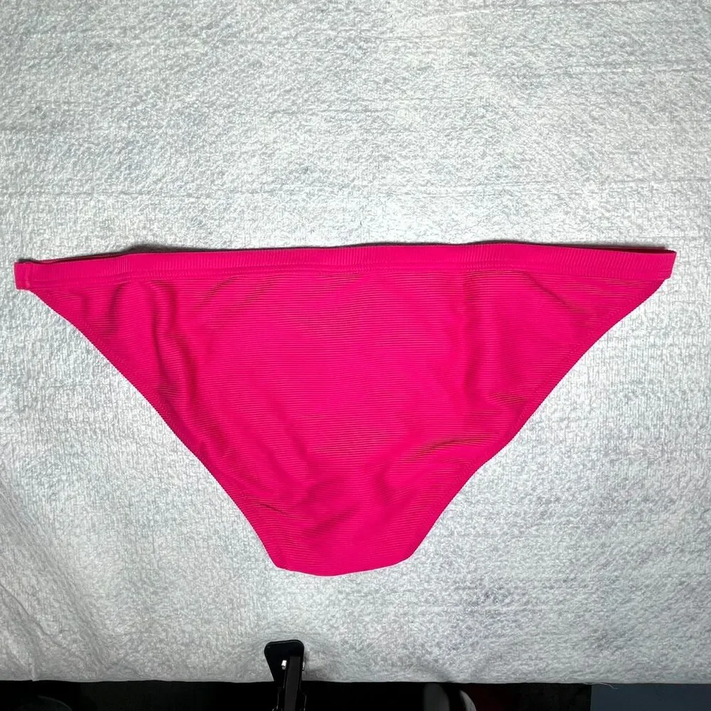 J.Crew Ribbed Bikini Bottoms Bright Pink Ladies Size 2X NEW BH485 WHI - Picture 2 of 8